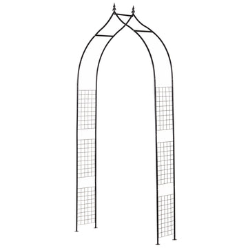 8FT Metal Garden Arch, Decorative Arbor Trellis for Climbing Plants, Wedding, Party, Event, Holiday, Black
