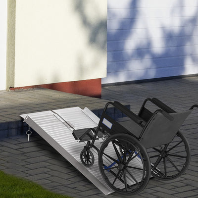 3ft Textured Aluminum Folding Wheelchair Ramp, Portable Threshold Ramp, for Scooter Steps Home Stairs Doorways