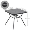 Square Outdoor Table, Patio Bistro Coffee Table with Faux-marbled Top and 42mm Umbrella Hole for Garden, Dark Grey