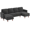 Sectional Sofa, Corduroy U Shaped Couch with Double Chaise and Spring Cushions, 2200lb Capacity