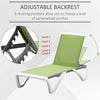 Outdoor Chaise Lounge Chair, Patio Aluminum Tanning Chair with 5-Level Adjustable Back, Portable Wheels, Breathable Mesh Fabric, for Pool, Deck, Garden