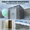 6.5x4FT Galvanised Metal Shed with Foundation Kit, Lockable Garden Tool Storage House with Sliding Doors, Vents, Light Grey
