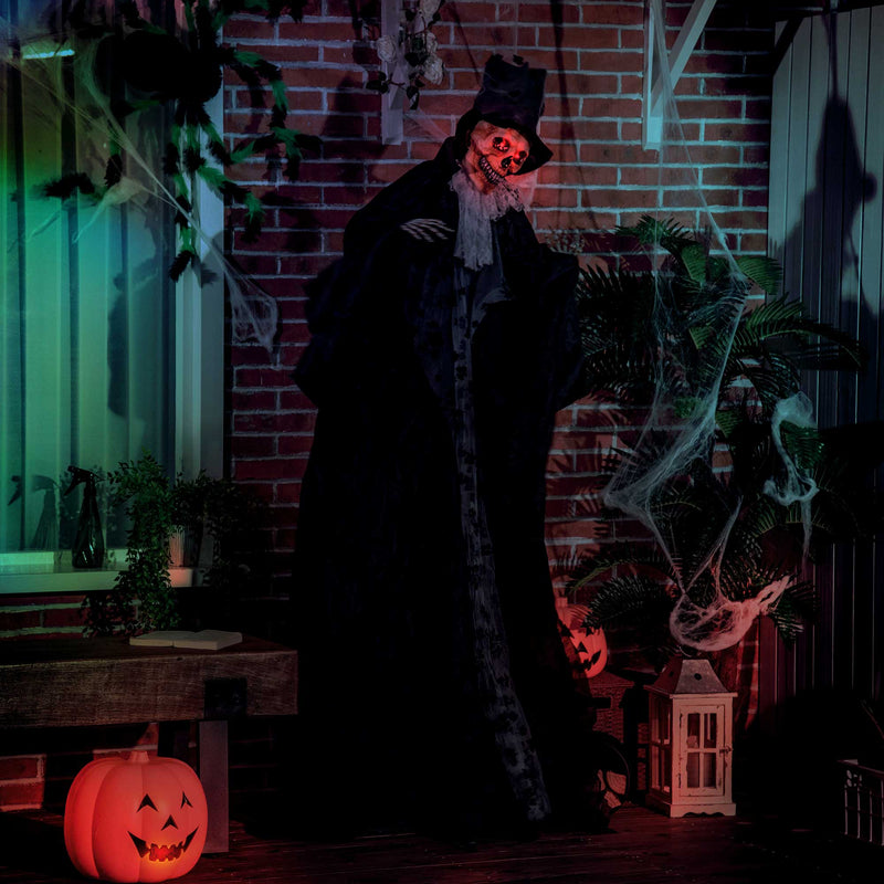 6FT Life Size Halloween Animatronics, Animated Grim Reaper Groom with Sound Motion Activated & Light Up Eyes