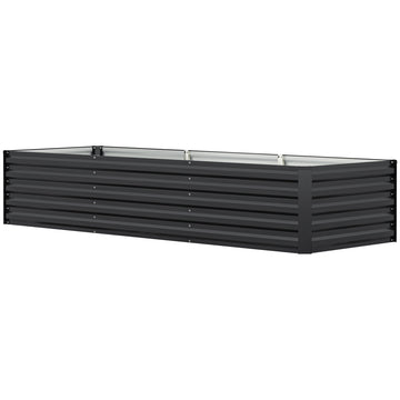 8 x 2.6 x 1.5ft Galvanized Raised Garden Bed, Reinforced Outdoor Planter Box with Open Bottom, Dark Grey