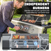 3 Burner Propane Gas Grill with Side Burner, 36,000 BTU BBQ Grill with Cast Iron Grates, Wheels, Warming Rack, Cabinet
