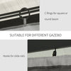 Gazebo Curtains, 10' x 10' Universal Replacement Privacy Curtain, 4-Panels Sidewall with Hooks/C-Rings, Light Grey