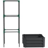 Galvanized Planter Box, Outdoor Raised Garden Bed with 3-Tier Trellis Tomato Cage for Climbing Vines, Vegetables, Grey