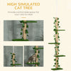 4-Tier Floor to Ceiling Cat Tree, Height(80-95Inches)Adjustable, Tall Cat Tower w/ Anti-Slip Kit, Leaves, Multi-Layer Activity Centre w/ Scratching Post