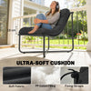 Outdoor Patio Chair, Comfy Sling Lounge Chair with Cushion, Breathable Wide Seat, Steel Frame, Dark Grey