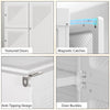 Portable Wardrobe, Foldable Plastic Closet with 8 Compartments, 2 Hanging Rods and Magnetic Clear Doors, White