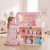 Dollhouse with 8 PCS Accessories, Dreamhouse Villa with LED Light, 3-Story Doll House with 6 Rooms for Girls 3-6 Years