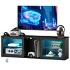 TV Stand with LED Lights, Modern Entertainment Center with Adjustable Glass Shelves, for TVs up to 65 Inch, Black