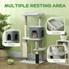 52 Inch Cat Tree with Scratching Posts, Cat Bed, Condo, Grooming Brush, Jumping Platforms, Toy Balls, Anti-tip Kit