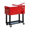 80 Quart Rolling Cooler Cart Portable Patio Ice Beer Beverage Cooling Bin w/ Bottle Opener & Storage Shelf