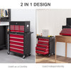 14 Drawer Rolling Tool Chest, Lockable Tool Storage Cabinet with Detachable Top Toolbox, Protective Liner, Red