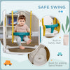 Qaba 6-in-1 Slide and Swing Set Baby Swing Playset Indoor with Basketball Hoop, Climber, Storage Space, Telescope, Yellow