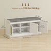 Shoe Storage Bench with Woven Rattan Doors, Shoe Bench with Cushion, Adjustable Shelves, Entryway Bench, White