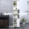 Tall Bathroom Storage Cabinet with Mirror, Freestanding Narrow Linen Tower Cabinet with Adjustable Shelves for Bathroom, White