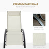 Patio Lounge Chair, Aluminum Reclining Outdoor Tanning Chair with 5-Level Adjustable Backrest, Head Pillow and Breathable Mesh Fabric, for Pool, Deck, Garden, Beige