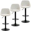 Bar Stools Set of 3, Swivel Counter Height Bar Stools with Back, Adjustable Linen-Look Bar Chairs, Off-White