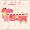 Qaba Busy Board Panels wall mounted Montessori Sensory Toys dinosaur center 87 x 52 x 5.5 cm Pink