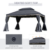 13' x 10' Patio Gazebo, Double Roof Outdoor Gazebo Canopy Shelter with Netting & Curtains, Strong Aluminum Frame