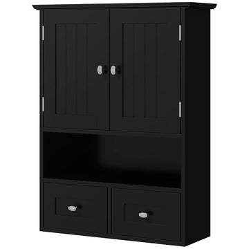 Medicine Cabinet, Bathroom Wall Cabinet with Shelf and Drawers for Hallway, Living Room, Black