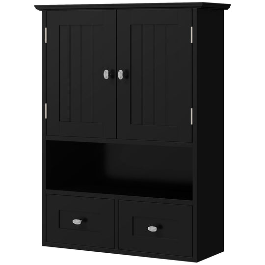 Medicine Cabinet, Bathroom Wall Cabinet with Shelf and Drawers for Hallway, Living Room, Black
