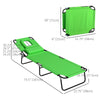 Folding Outdoor Lounge Chair Set of 2, Adjustable Patio Chaise Lounge with Face Hole, Reclining Tanning Chair, Folding Camping Beach Lounging Bed w/ Head Support, Green