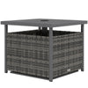 Rattan Coffee Wicker Patio Table w/ Umbrella Hole for Backyard Mixed-Grey