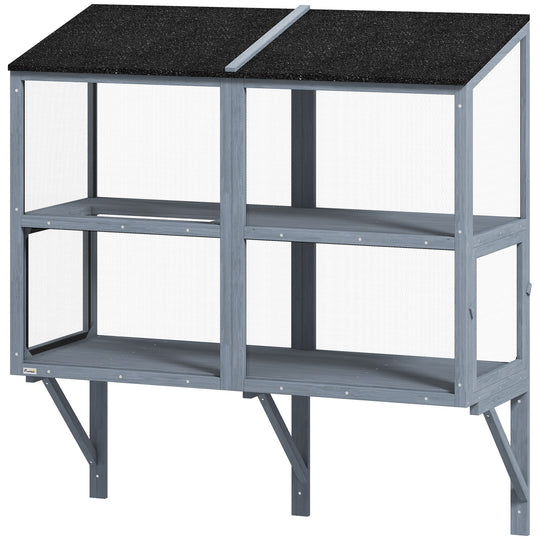 Catio Outdoor Cat Enclosure Wall-Mounted 2-Level Outdoor Cat House with Waterproof Roof 51.2
