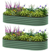 6' x 3' x 1' Large Outdoor Planter Box, Galvanized Raised Garden Bed with Metal Plant Stake, Silver, Green