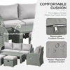 6 Pieces Patio Furniture with Cushions, PE Wicker Sectional Furniture Conversation Set with a 3-Seat Sofa, 2 Recliner Chairs, 2 Footstools, Table, Grey
