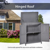 Wooden Garden Tool Storage Shed Kit with Hinged Roof, 2-Tier Shelves and Double Doors, 74x43x88cm, Dark Grey