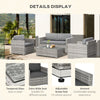 4 Pieces Patio Wicker Sofa Set, Outdoor PE Rattan Extra Wide Seat Conversation Furniture w/ Tempered Glass Table-top & Thick Padded Cushion for Garden, Backyard, Lawn, Mixed Grey