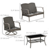 4 Pcs Wicker Sofa Set with 2 Swivel Chairs Patio Furniture Set w/ Two Tier Tea Table & Cushions, Navy Blue