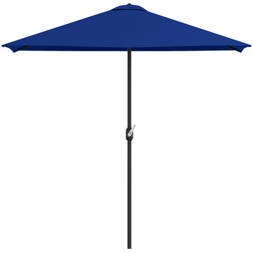 8ft Half Round Umbrella Outdoor Balcony Parasol Patio Garden Outdoor Window Sun Shade w/ 5 Ribs