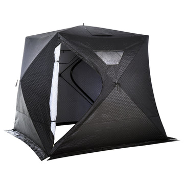4-Person Insulated Ice Fishing Tent, Portable Ice Fishing Shelter with Ventilation Windows, Carry Bag, Two Doors and Anchors for Low-Temp -22℉