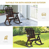 Outdoor Rocking Chair, Wooden Adirondack Outdoor Rocker with High Back, Slatted Seat, Oversized Rustic Patio Rocking Chair for Garden, Porch, Yard, Balcon, Dark Carbonized