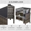 6pcs Outdoor Rattan Sofa Set Garden Wicker Sectional Couch Furniture Set with Dining Table and Chair Dark Grey