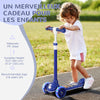 Qaba 3 Wheel Kids Scooter, Toddler Kick Scooter with Adjustable Height, Rear-Fender Brake, LED Light, TPE Handlebar, Blue