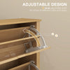 Shoe Storage Cabinet with 3 Flip Drawers and Adjustable Shelves for 18 Pairs of Shoes, Natural Wood