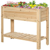 Raised Garden Bed with Legs, Elevated Box Planter with Storage Shelf, Bed Liner for Backyard Patio, Natural Wood