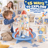 Wooden Activity Cube, Rocket Theme Educational Toys with Shape Sorter & Bead Maze for Toddlers 24M-6Y Fine Motor Skill