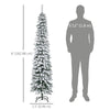 6 Ft Snow-Flocked Artificial Christmas Tree, Slim Pencil Xmas Tree with Realistic Branches, Metal Base, Green