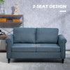 Vintage Loveseat, Upholstered Love Seat Furniture, Chenille-feel Fabric 2 Seater Sofa Couch with Rolled Arms, Gourd-Shaped Rubber Wood Legs for Living Room, Dark Blue