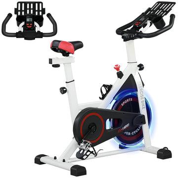 Soozier Adjustable Upright Stationary Exercise Bike w/ LCD Display, Indoor Cycling Bike for Home w/ Adjustable Resistance