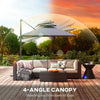 8' Cantilever Patio Umbrella with LED Lights, 360°Rotation, Tilt & Height Adjustment, Crank, Cross Base, Dark Grey