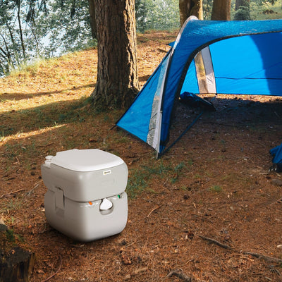 Porta Potty, 5.8 Gallon Portable Toilet with Level Indicator and Anti-Leak Pump for Camping, Boating, Hiking, Travel, RV
