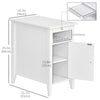 Wooden3-Tier Modern Nightstand with Pullout Shelf, Adjustable Open Shelf, and Door Cabinet, White